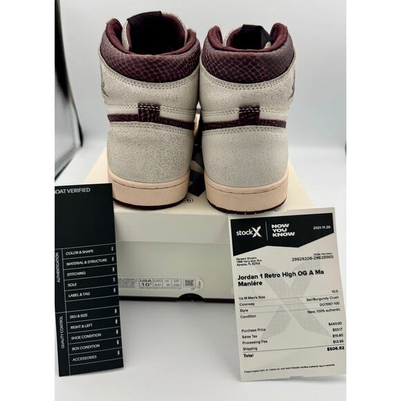 Nike Air Jordan 1 OG x A Ma Maniere High Airness Sz 10.5 DO7097-100 # 300 main image 4